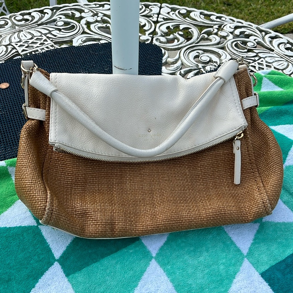 Kate Spade wicker  and cream leather bag 🤎